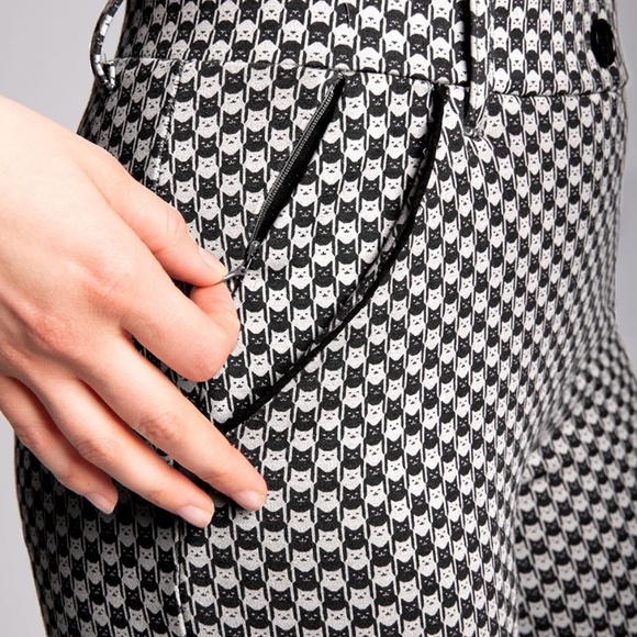 BetaBrand Catstooth Straight Leg Pants - Black & White - Size Large (Long) - Picture 3 of 10